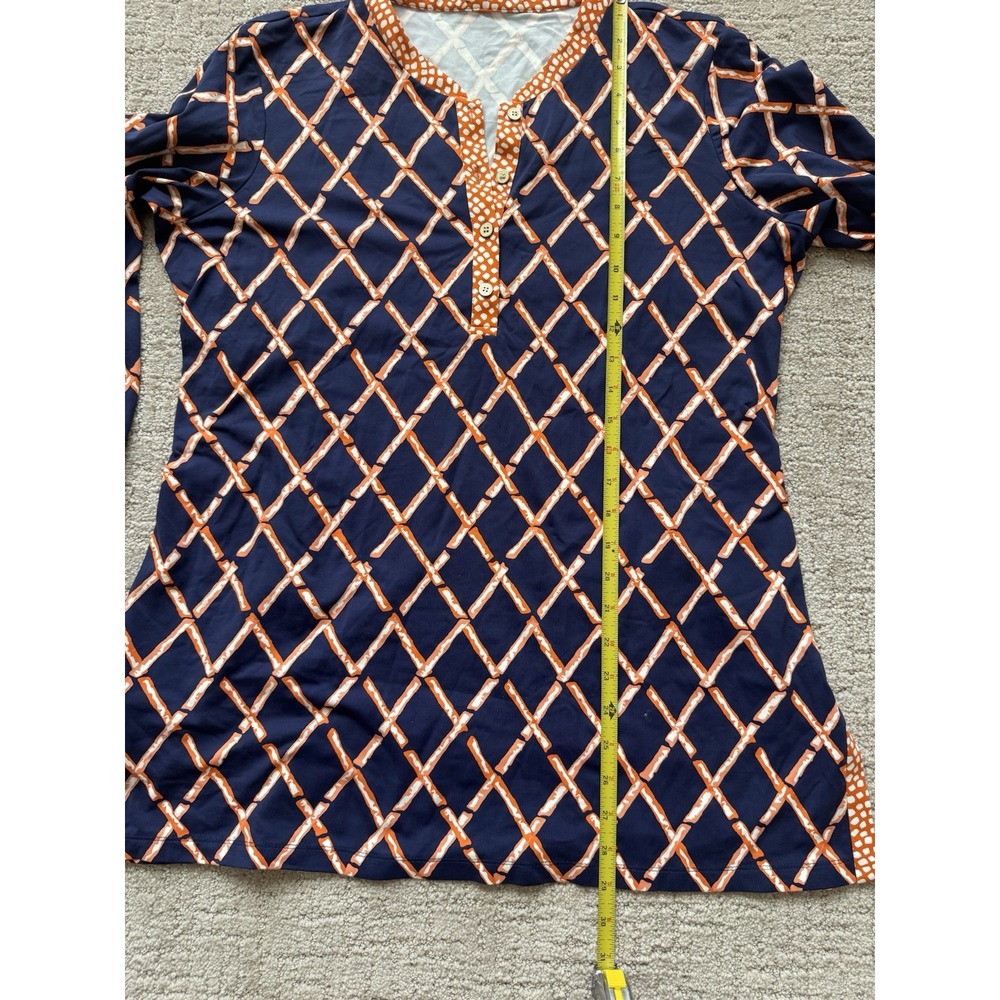 J.McLaughlin Womens Blue Orange Bamboo Lattice Catalina Cloth Top Tunic XL - Picture 3 of 8